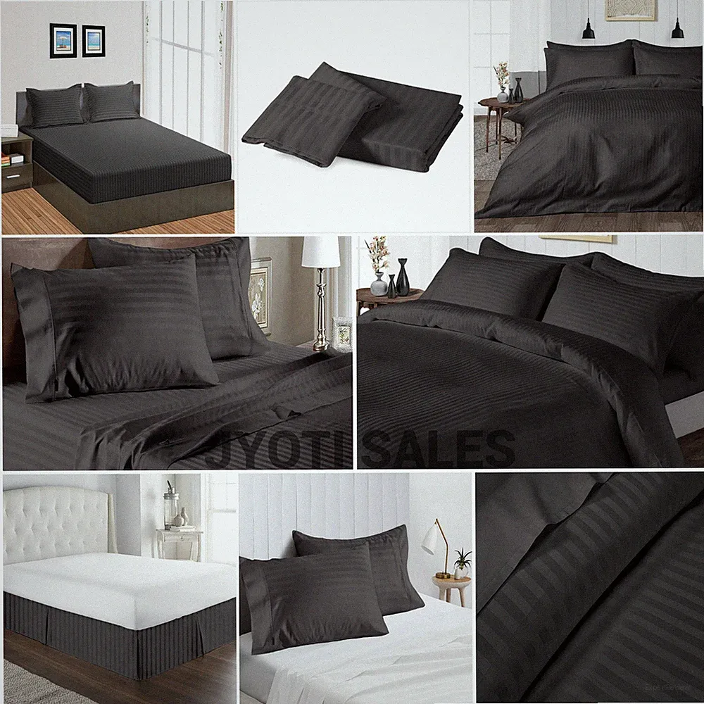 100% Egyptian Cotton 800 Thread Count Gray Stripes Select Sheets OR Duvet Covers