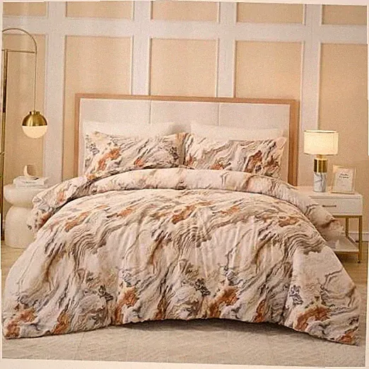 100% Cotton Comforter Set Size 3 Pcs Taupe Marble Bedding Queen Taupe&grey