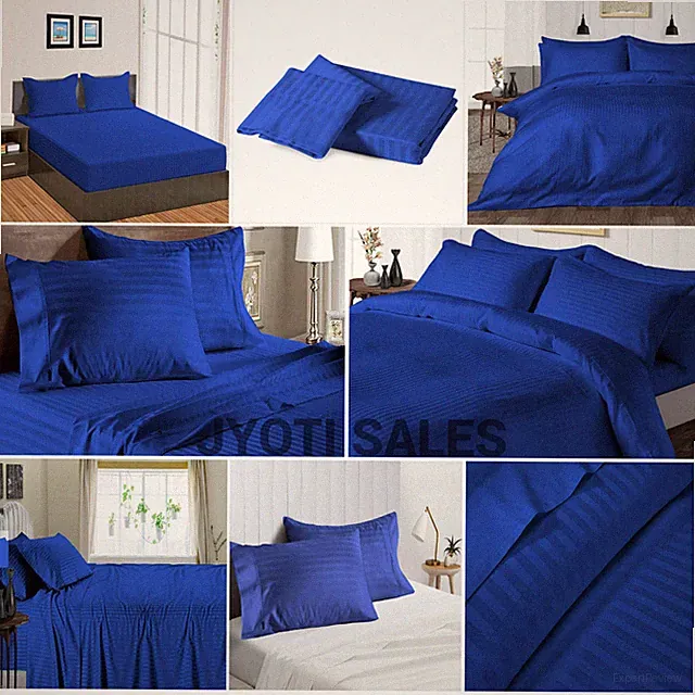 100% Egyptian 1000 Thread Count Royal Blue Stripes Select Sheets OR Duvet Covers