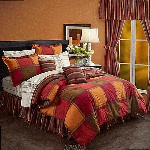 20-Piece Bonanza Bedding Sets Multi Stripe Orange KING 42"x84" Cotton/Polyester