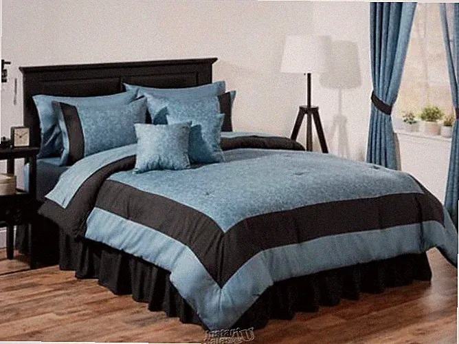 20-Piece Bonanza Bedding Sets Teal Scroll Queen Comforter Sheet Bed Skirt Shams