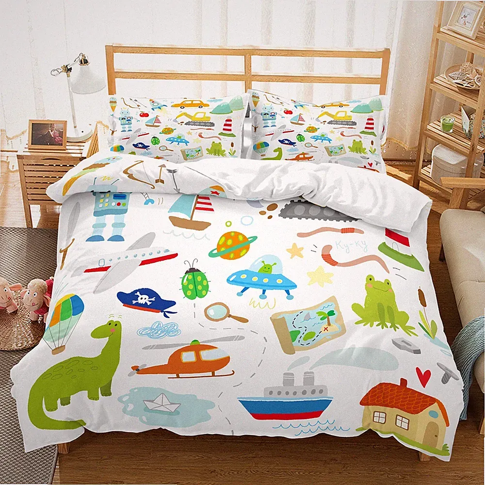 3D Cartoon Animals Car Balloon Color Quilt Cover Set Bedding Sets Pillowcases 64