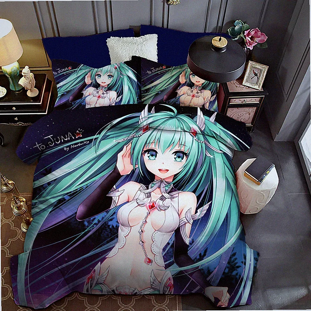 3D Girl Beautiful Anime Kids Quilt Cover Set Bedding Sets Pillowcases 64
