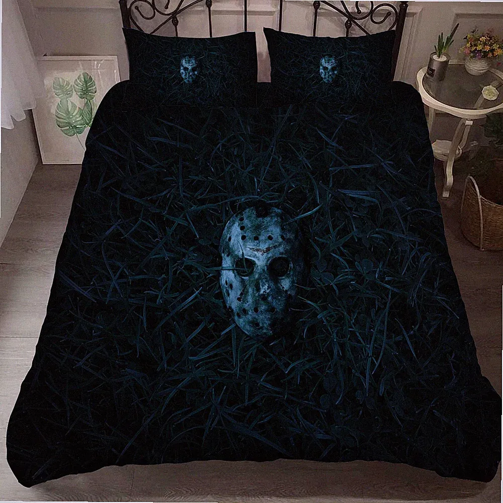 3D Horror Halloween Black Quilt Cover Set Bedding Sets Pillowcases