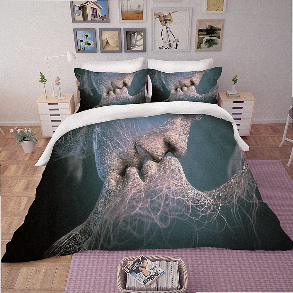 3D Kiss Love Quilt Cover Set Bedding Sets Pillowcases 64