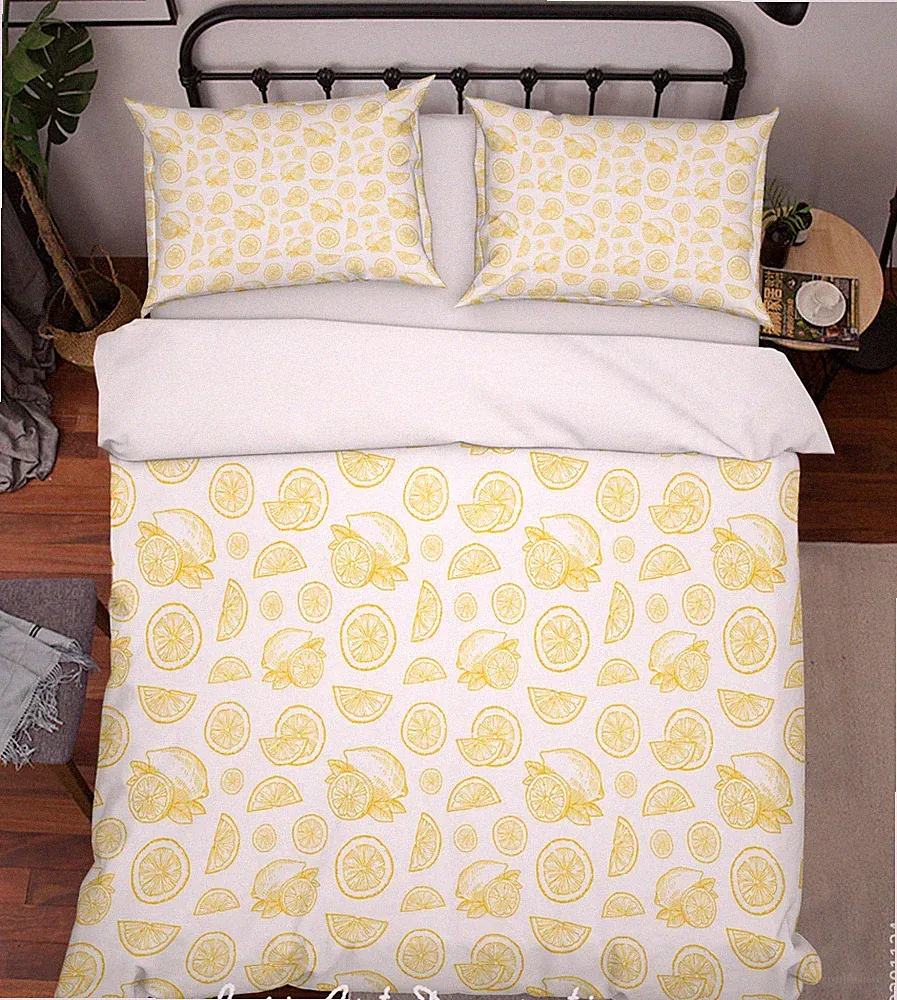 3D Lemon Orange Fruit Pattern Quilt Cover Set Bedding Sets Pillowcases Queen 2