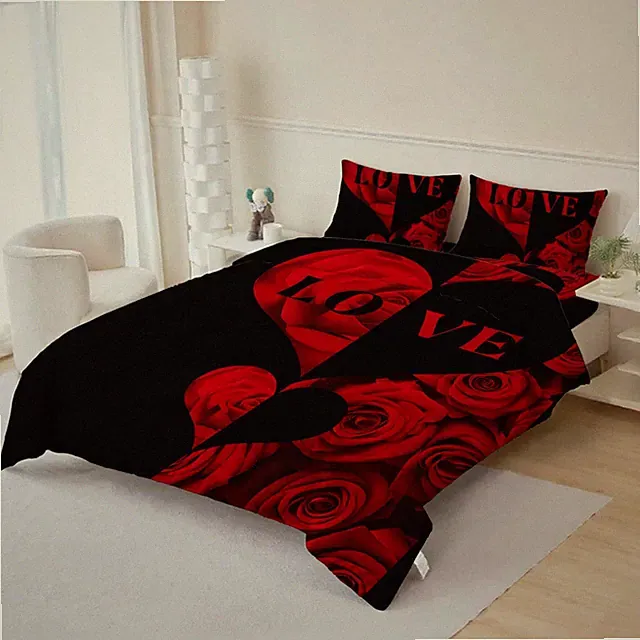 3D Love Red Roses Theme Quilt Cover Set Bedding Sets Pillowcases 111