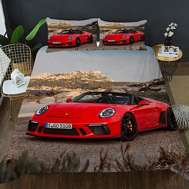 3D Red Sports Car Quilt Cover Set Bedding Sets Pillowcases