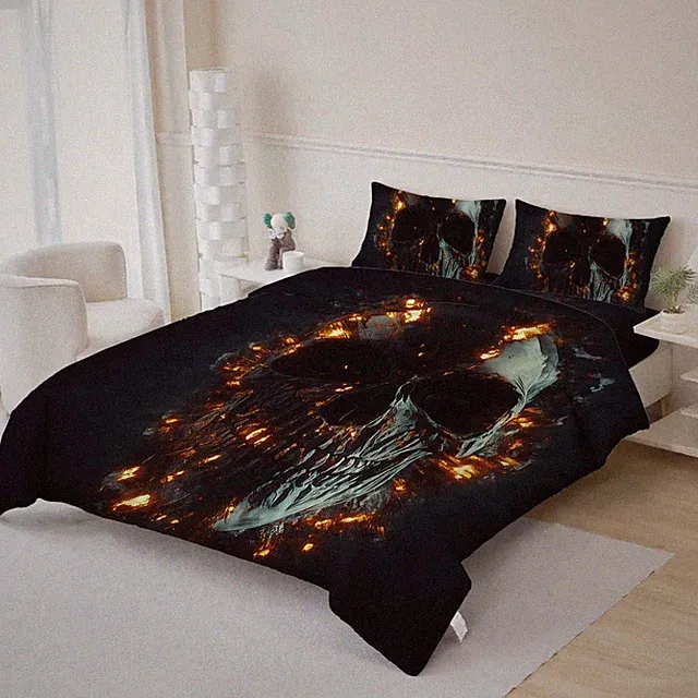 3D Skull Fire Quilt Cover Set Bedding Sets Pillowcases
