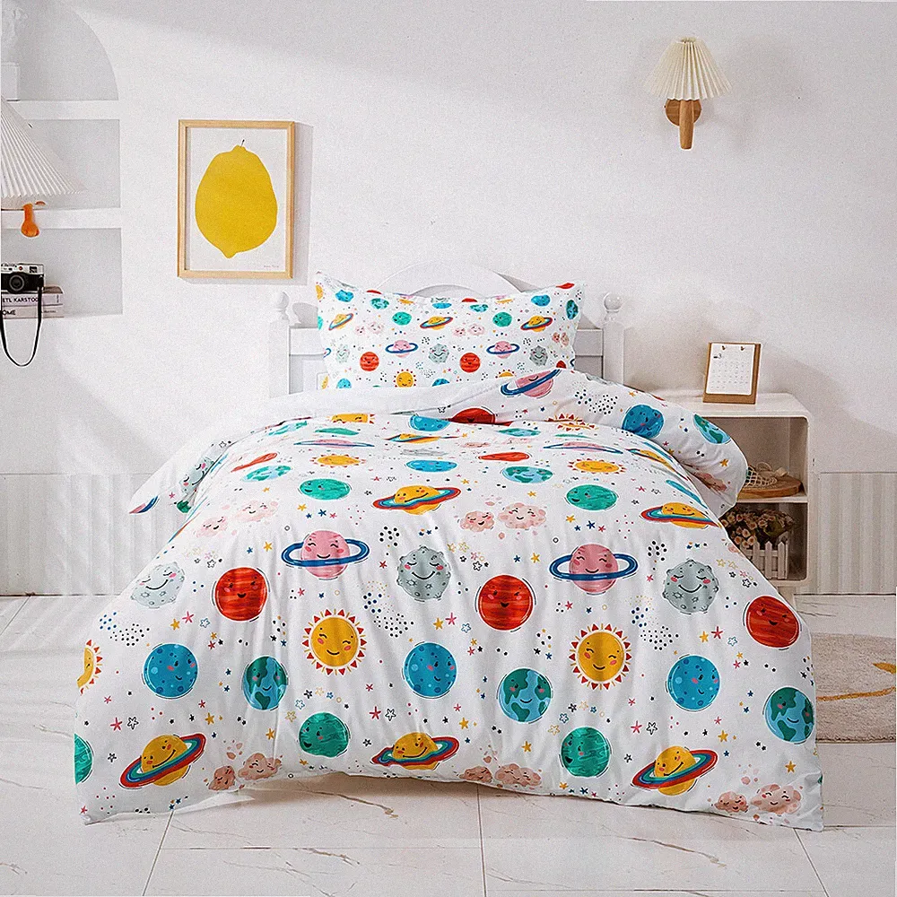 3D Space Planet Star Kids Quilt Cover Set Bedding Sets Pillowcases Queen