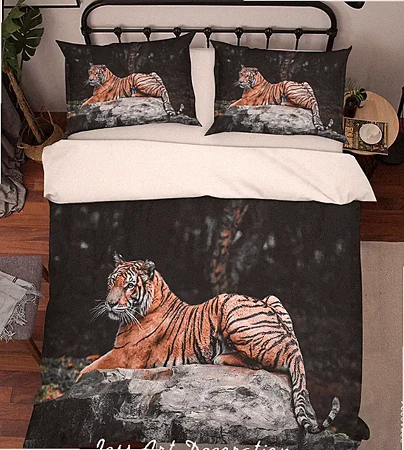 3D Tiger Animal Quilt Cover Set Bedding Sets Pillowcases Queen