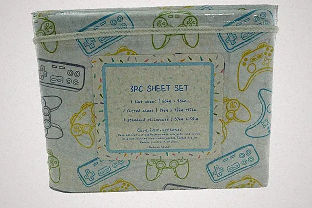 3pc Kids Gamer NEW Retro Game Controllers TWIN Microfiber Bedding Sheets Set NES