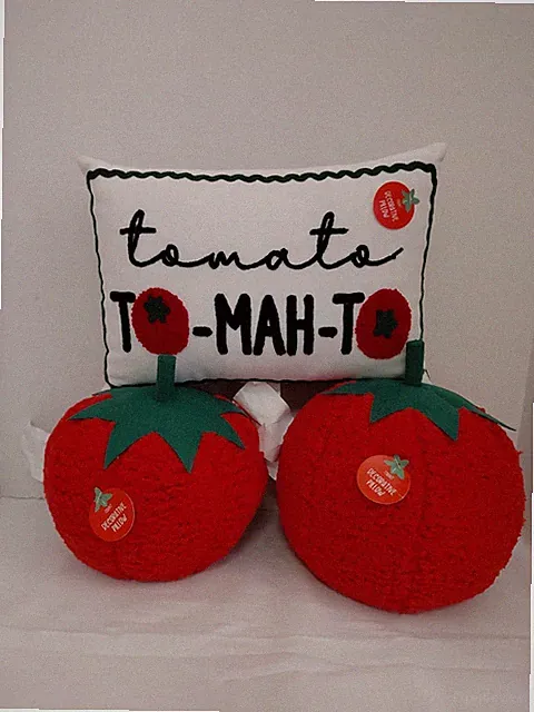 3pc Tomato Decorative Pillow Set Fun Cute Bed Couch Sofa Fruit Veggie Decor