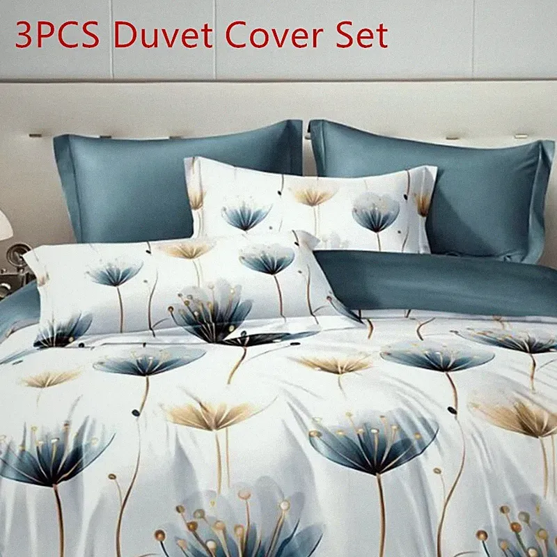 3PCS Soft Fantasy Gradient Duvet Cover Set Blue Barfrey Bedding Set for Bedroom