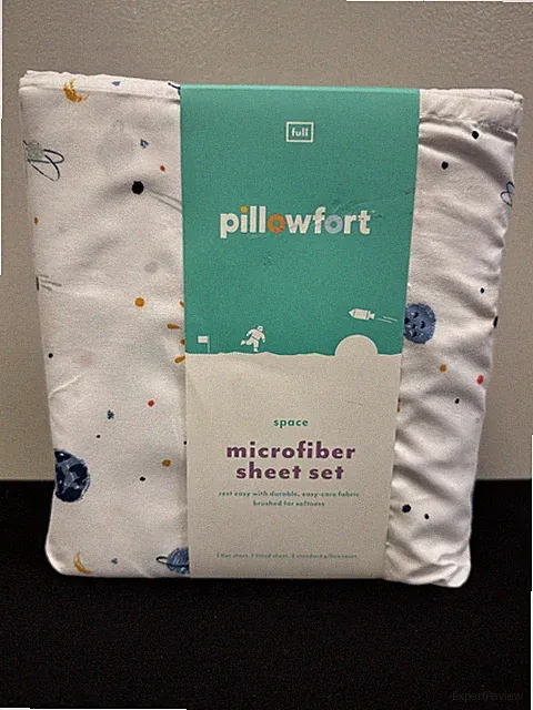 4 pc Pillowfort Space Full Sheet Set Astronaut Kids Planets Stars Microfiber