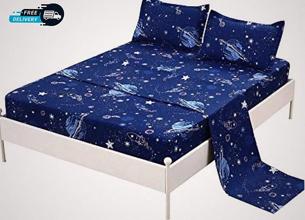 4 Pcs Bedding Set Space Galaxy Sheets Planets Stars Queen Sheet Set