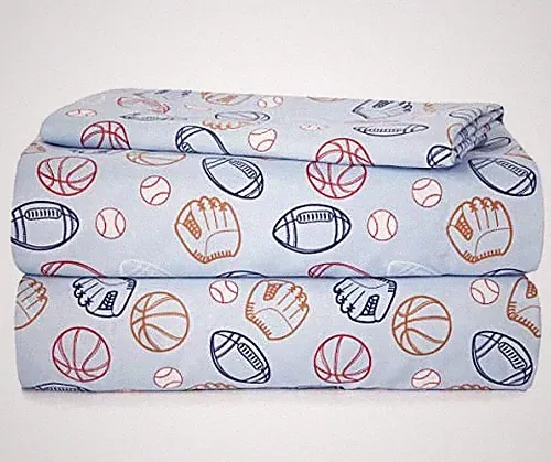 4-Piece Full Set – Sports Print Bedding with Top , Fitted & 2 Pillowcases – S...