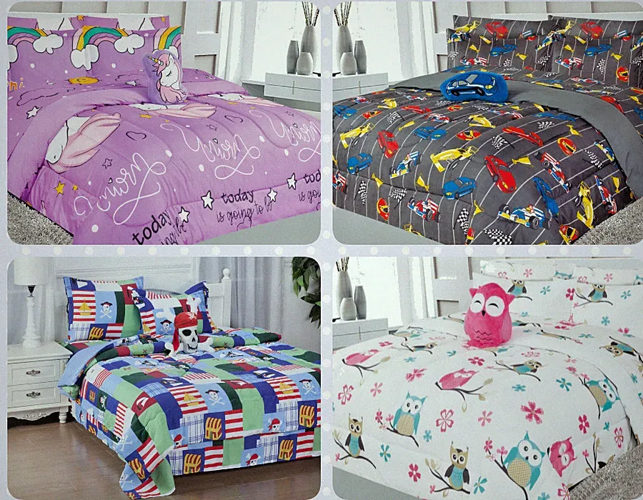 6PC BEDROOM KIDS BED IN A BAG COMFORTER + SHEET COMPLETE BEDDING SET TWIN SIZE