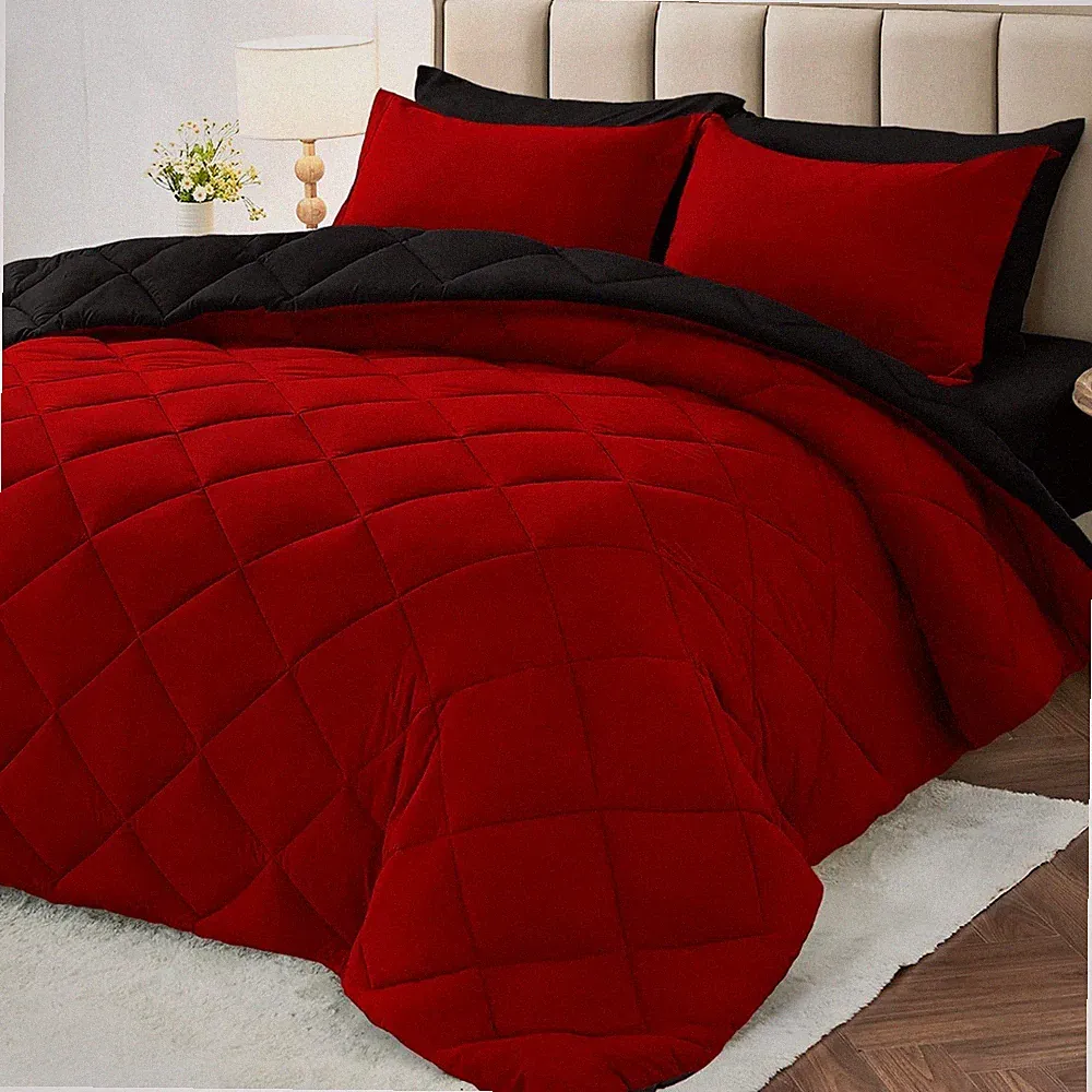 7 Pieces Queen Comforter Set, Reversible Bed in a Bag Queen Size, All Season...