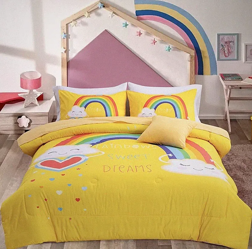 A Nice Night Bedding 6 Pcs Cartoon Rainbow Bedding Set