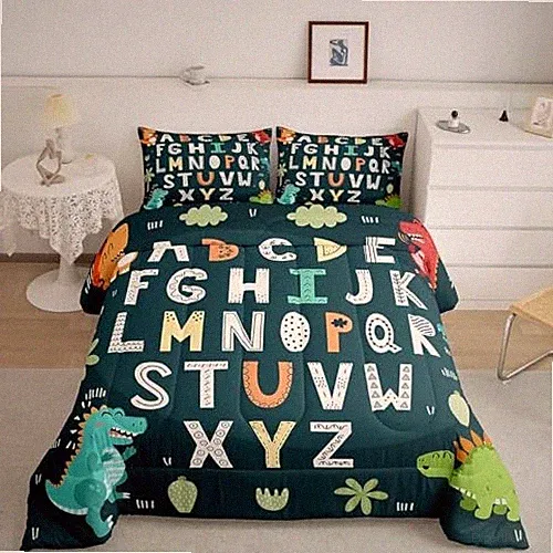 Alphabet Kids ABC Learning Bedding Set Size, Cartoon Dino Twin Multi 15
