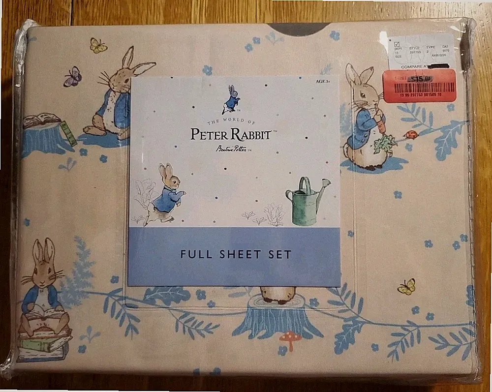Beatrix Potter Peter Rabbit 🐇 Cream 4pc Full Size Sheet Set Spring Easter Bunny