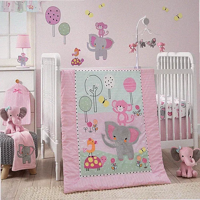 Bedtime Originals Twinkle Toes 3-Piece Crib Bedding Set - Blue, Pink, Gray