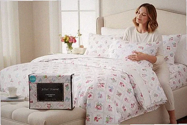 Betsey Johnson Queen Size Bed Sheets Pink Fruit Tiles 6 pc. Set NIP