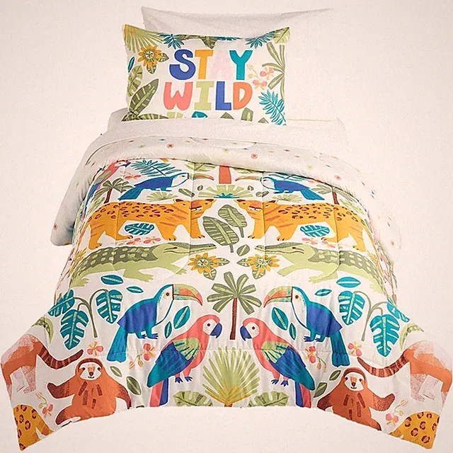 Big One Jungle Animals Full Queen Comforter Set with Shams