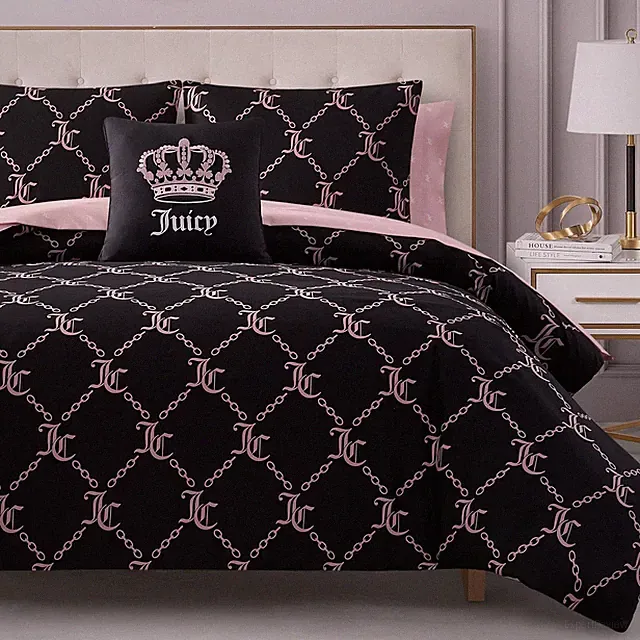 Black Link Logo Queen Comforter Set - 8-Piece Bed in a Bag