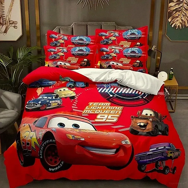 Cartoon Cars Bedding Set, Lightning McQueen Duvet Cover, Boy's Bedclothes