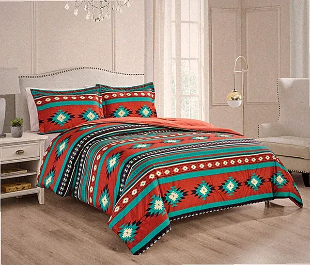 Chezmoi Collection 3-Piece Southwestern Tribal Multi-Color Comforter Set