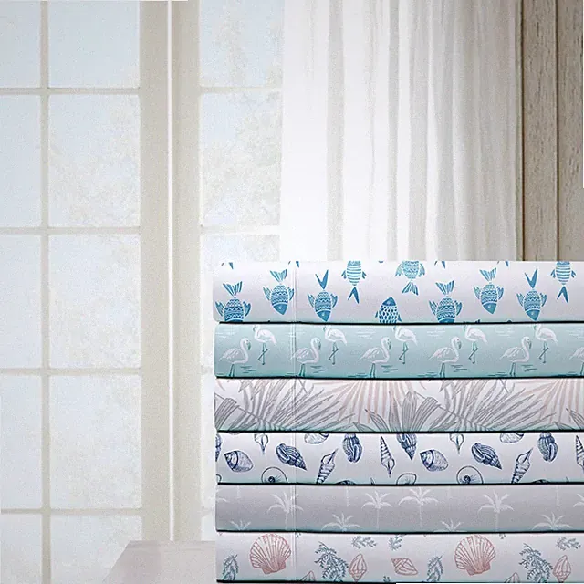Coastal Print Microfiber 4 Pc Sheet Sets