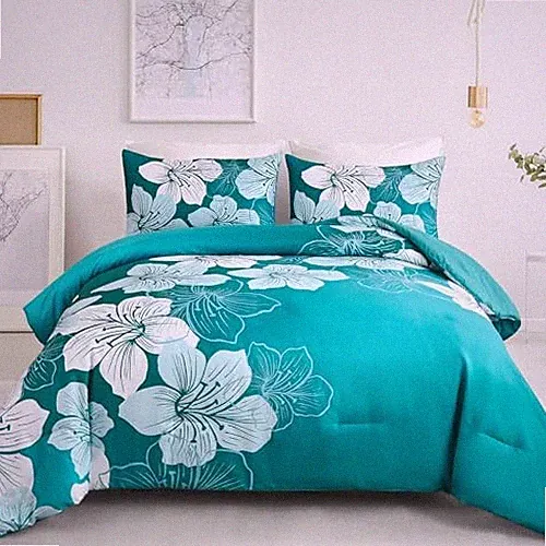 Comforter Set Bedding Floral Comforter Sets - Soft Queen Gradient Teal