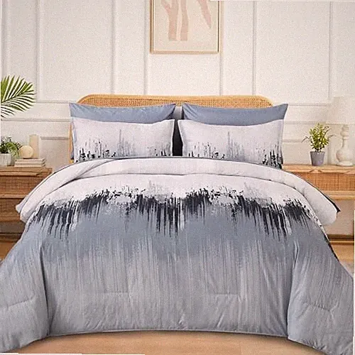 Comforter Set Blue 7 Pieces Bed in a Bag Abstract Gradient Queen Light Blue