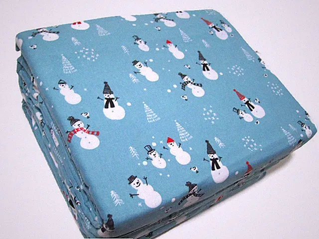 Cuddl Duds Heavyweight Cotton Blue Tiny Snowman Flannel Twin Sheet Set New