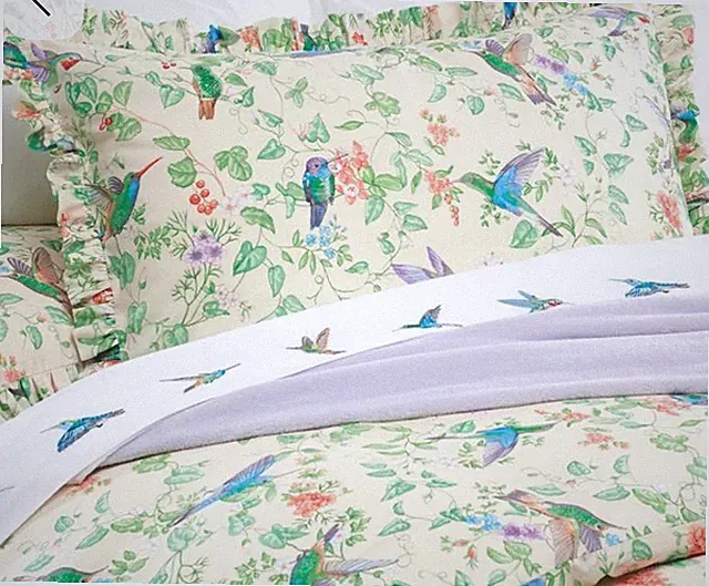 Cuddledown Hummingbird Duvet Cover King Keely Garden EUC Floral RETIRED Birds