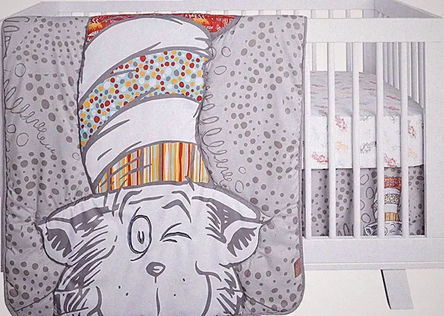 Dr. Seuss Peek-a-Boo Cat in The Hat 4 Piece Crib Bedding Set