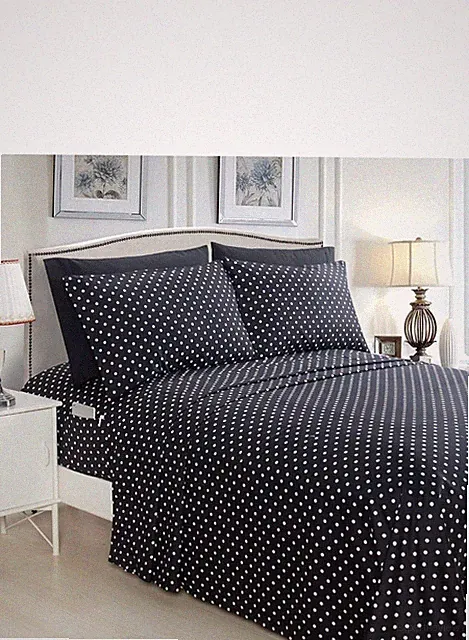 Elegant Comfort 6-Piece Polka Dot Printed Sheet Set.