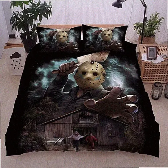 Friday the 13th Horror Halloween Jason Voorhees Duvet Covers Set (4pcs)