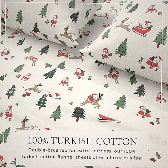 Great Bay Home Christmas Flannel Sheet Set Queen Size~ Holiday (Santa) Bedding