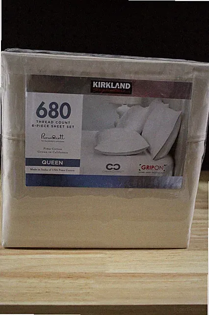 Kirkland Signature 6 pc 680 Thread Count Sheet Set-Queen-Oatmeal-NEW IN PACKAGE