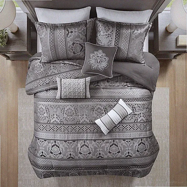 Madison Park 7-Piece Cozy Comforter Set, Luxurious Damask Design, All Season