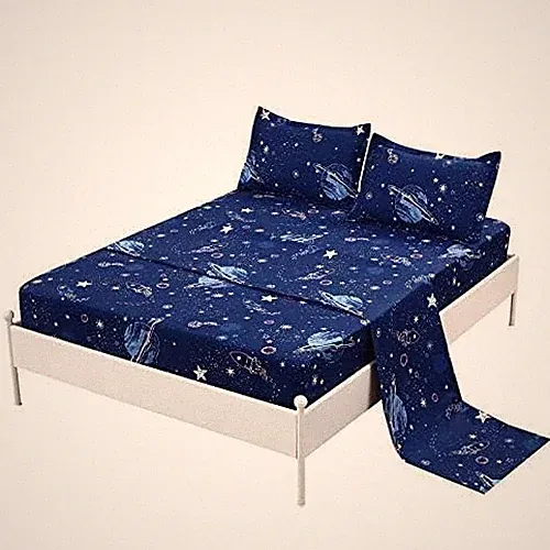 MAG 4 Pcs Bedding Set Space Sheets,Galaxy Planets Stars Full Sheet Set for Ki...