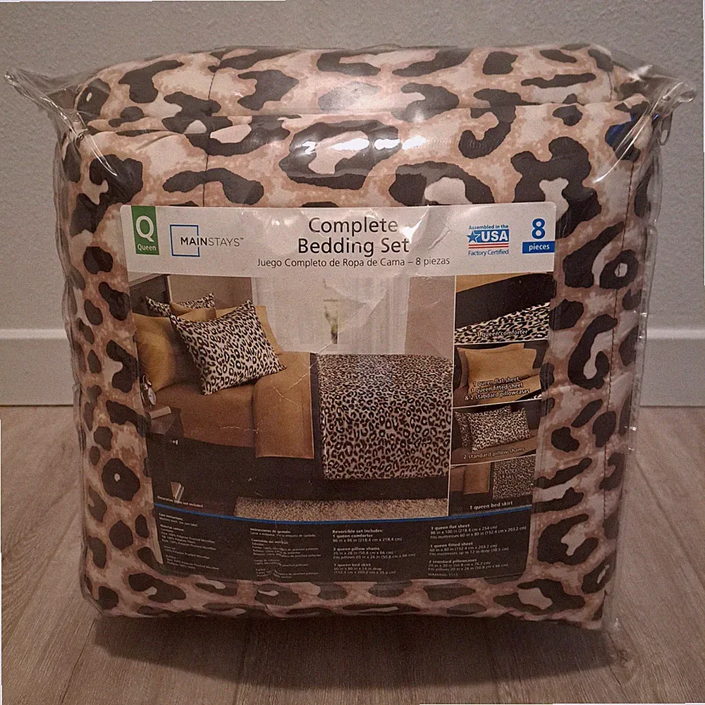 Mainstays Queen Leopard Print Bed Comforter 8 Piece Set