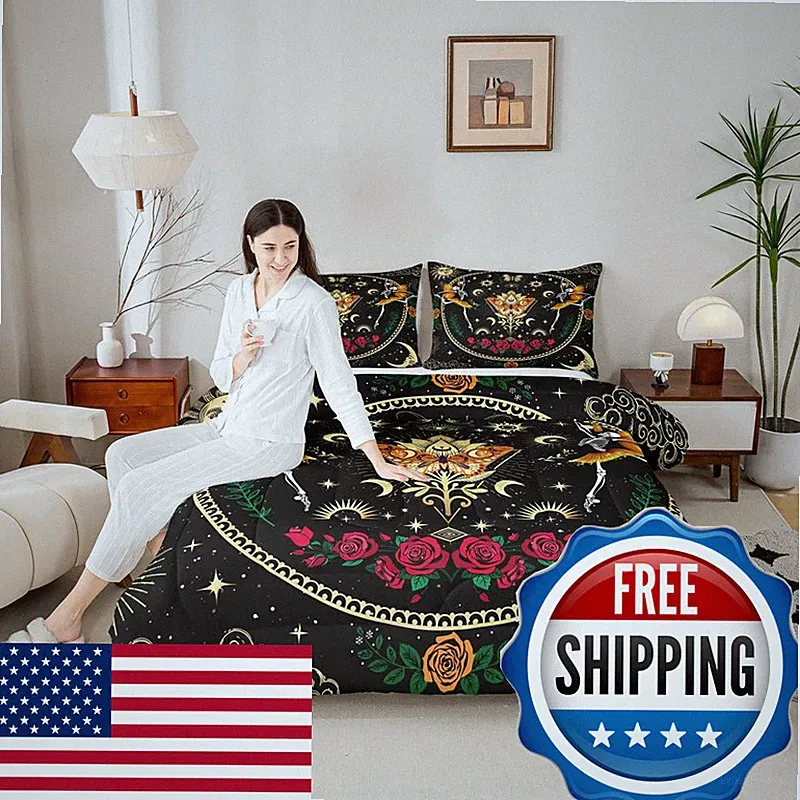 Manfei Sun Moon Kids Comforter Set Queen Sizestarry Sky Galaxy Trippy Bedding