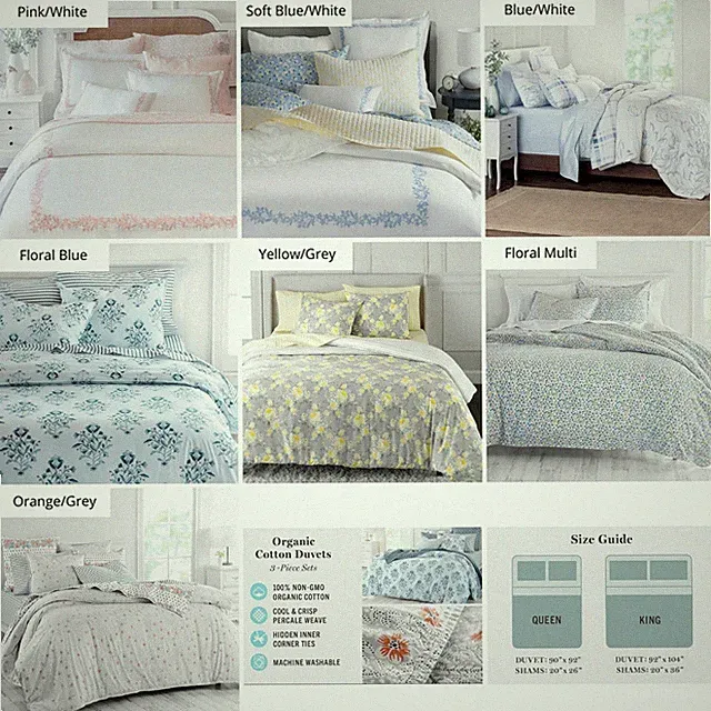 MARTHA STEWART Floral 3pc Set-1 Duvet, 2 Pillow Shams, 100% Cotton For Comforter