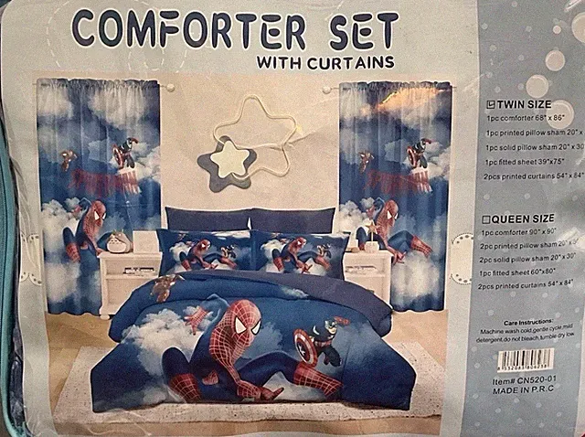 Marvel Spider-Man Twin Size Comforter 6Piece Bedding Set,New With Broken Bag