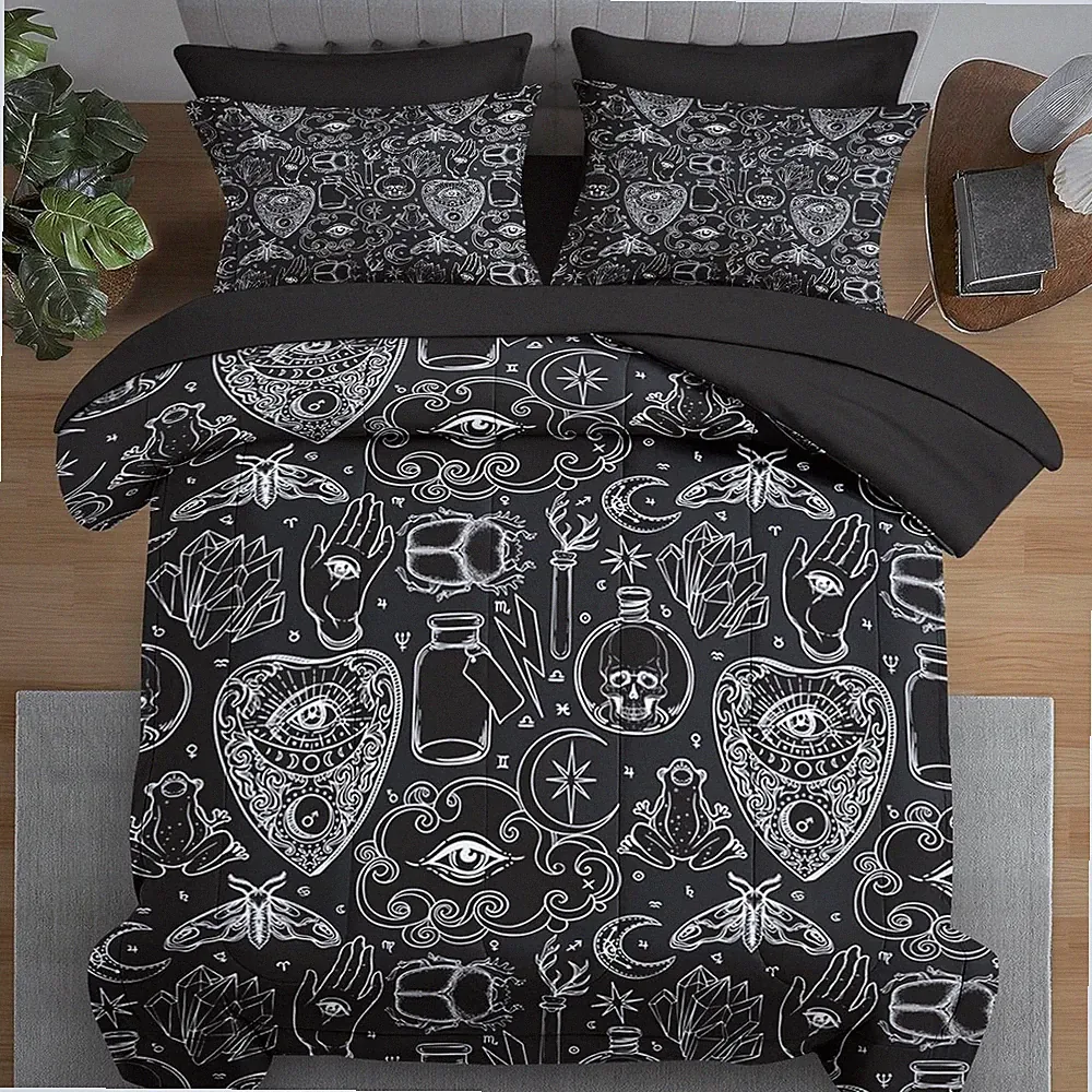 Medieval Retro Halloween King Comforter Set 7 Pcs Gothic Bedding Decor