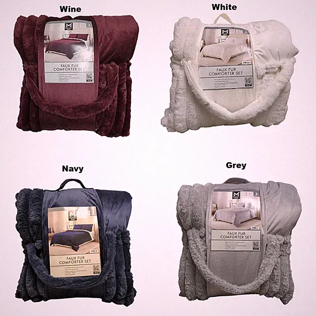 Member's Mark 3-Piece Channel Super Soft Faux Fur Comforter Set, Full/Queen